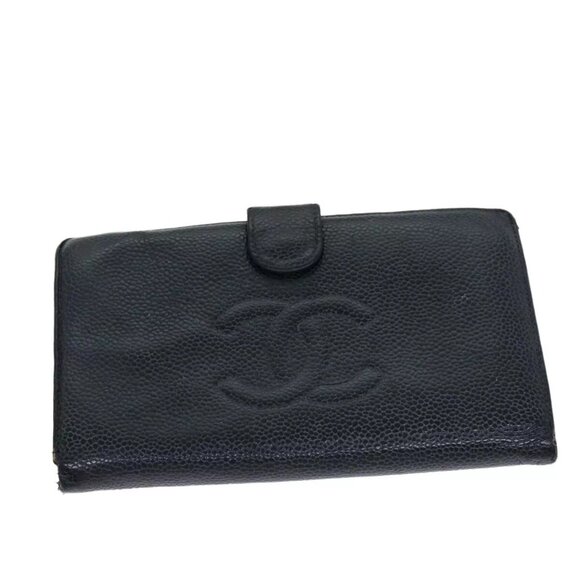 CHANEL COCO Mark Wallet Caviar Skin Black CC - Picture 1 of 16